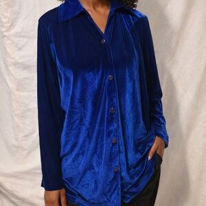Vintage Blue Velvet Button up size M